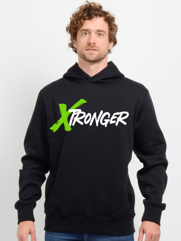 poleron capucha hombre negro power Xtronger