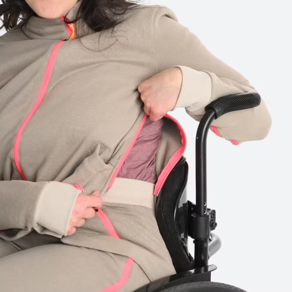 Sudadera Mujer Beis Cremallera Fácil de Poner - Imagen 3
