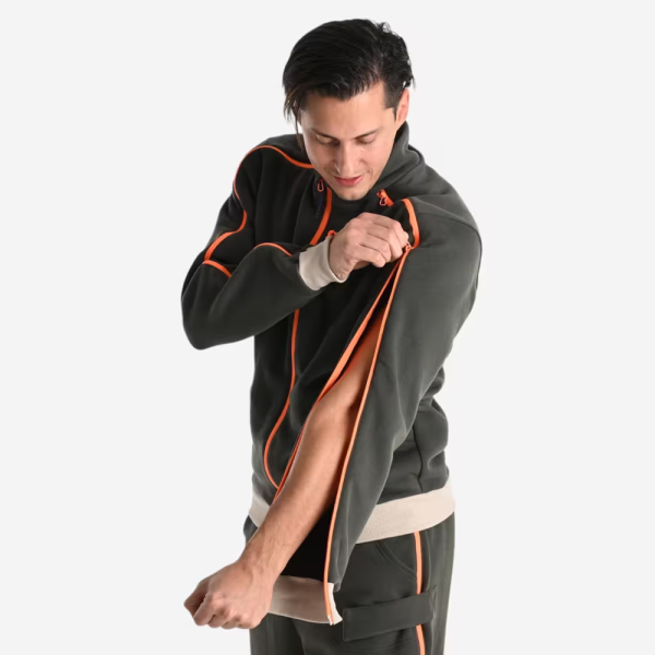 Sudadera Hombre con cremallera fácil de poner verde oliva - Imagen 2