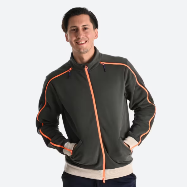 Sudadera Hombre con cremallera fácil de poner verde oliva