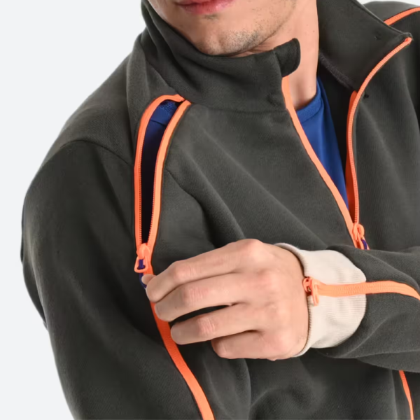 Sudadera Hombre con cremallera fácil de poner verde oliva - Imagen 3