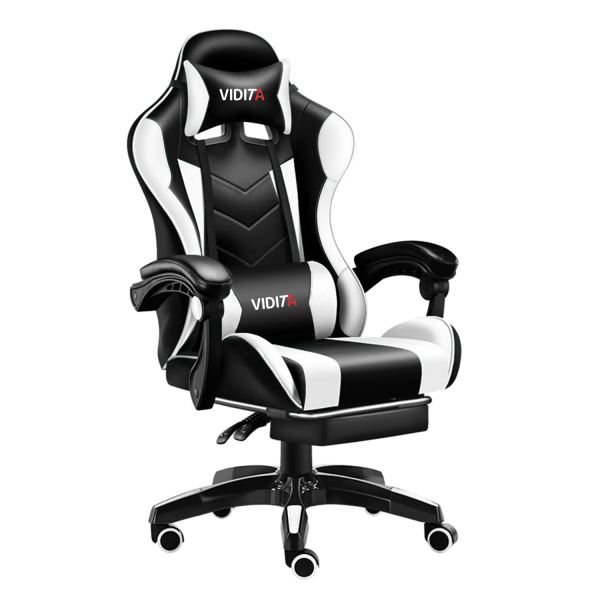 Silla Gamer GX2000 Reclinable Profesional con Reposapiés-Blanco